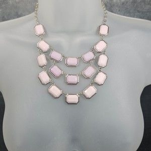 Statement Necklace Purple Lavender Lilac Jeweled Framed Gems Draping Bib Jewelry